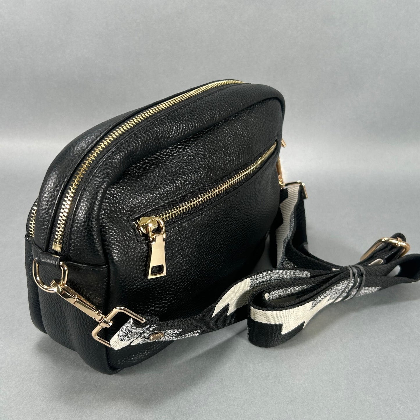 Black Pom Pom London Crossbody Bag