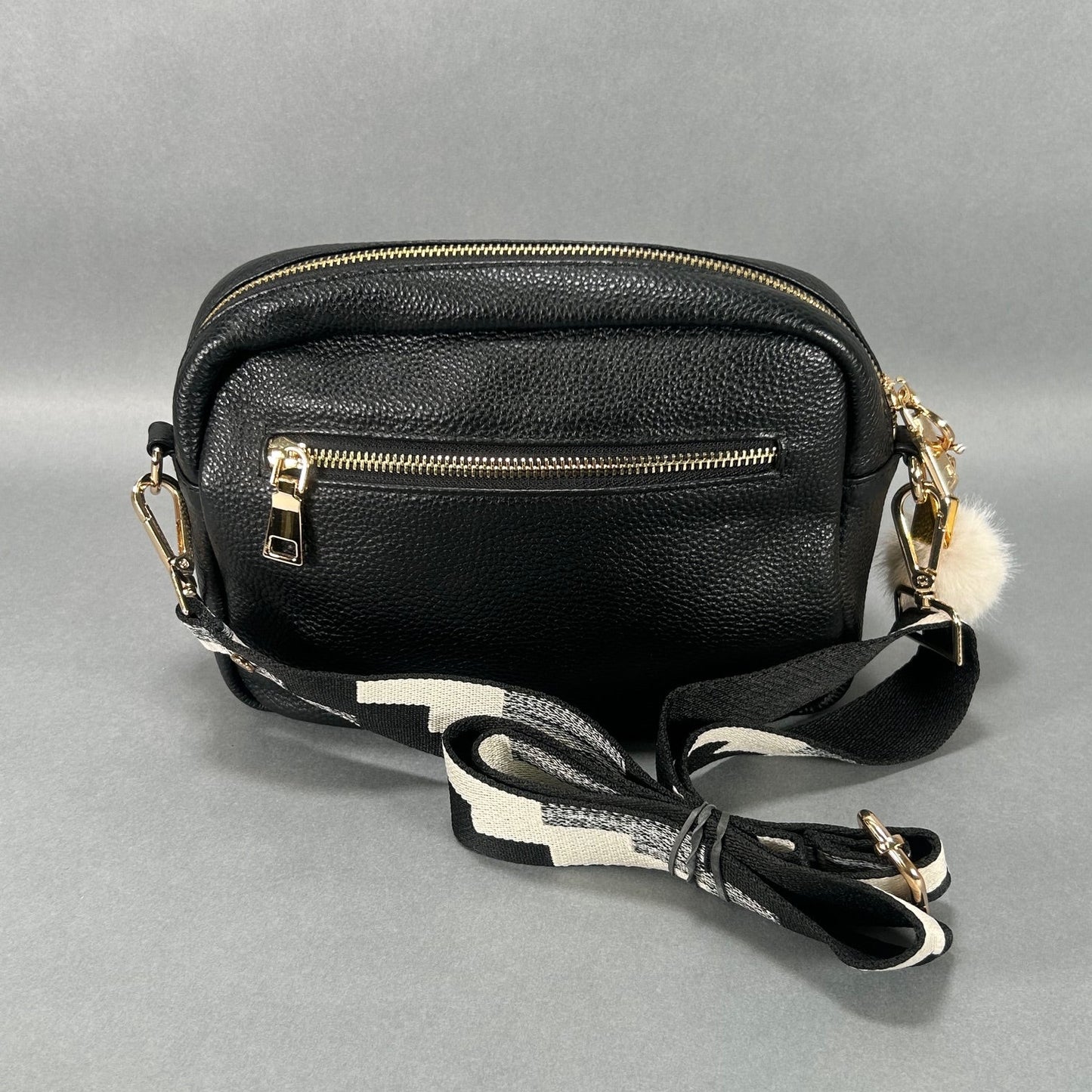 Black Pom Pom London Crossbody Bag
