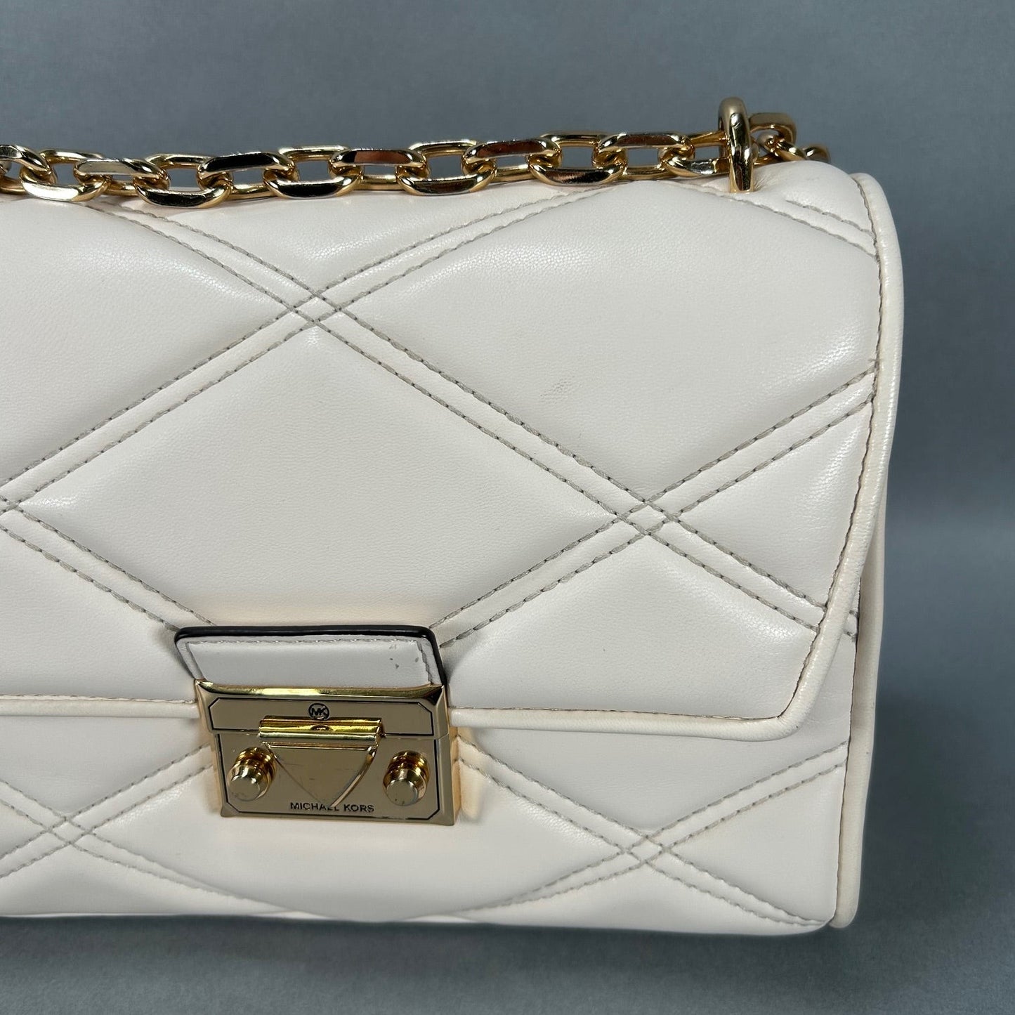 Michael Kors Serena Quilted Cream Hand Bag