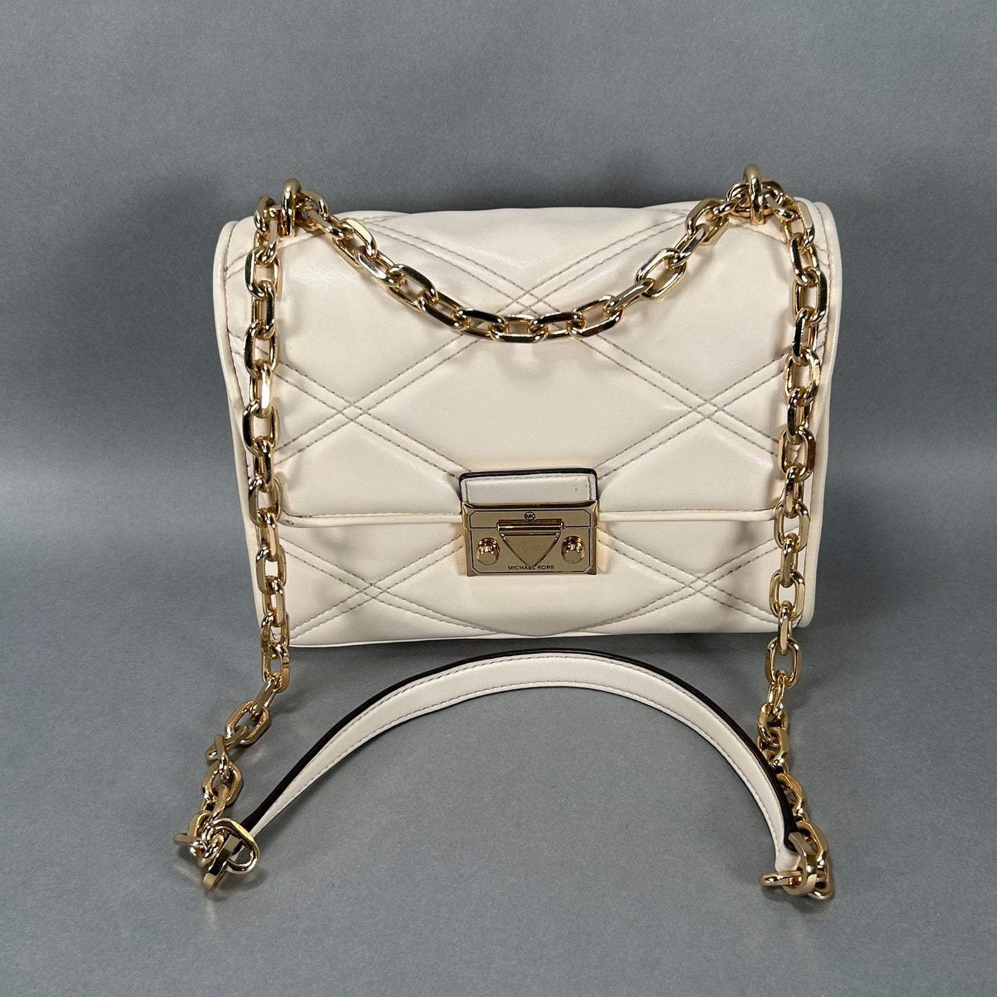 Michael Kors Serena Quilted Cream Hand Bag