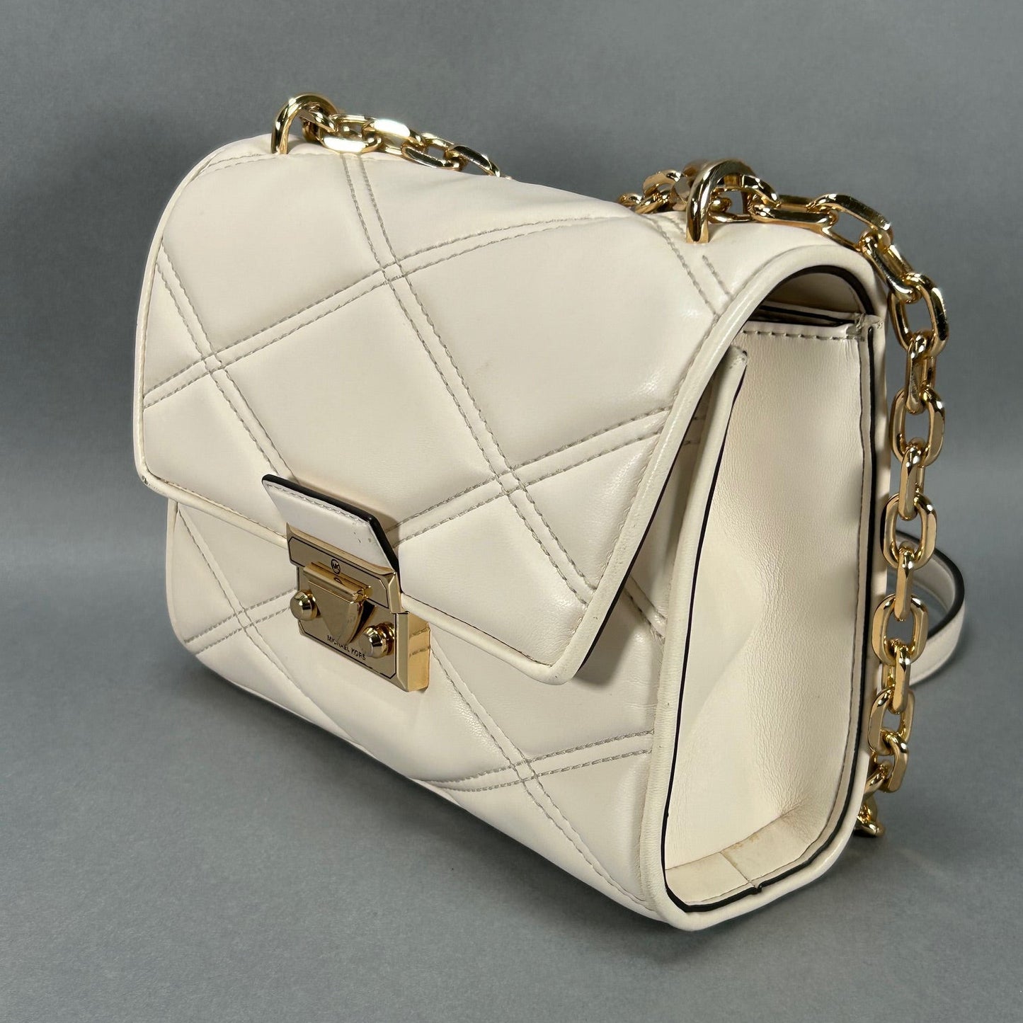 Michael Kors Serena Quilted Cream Hand Bag