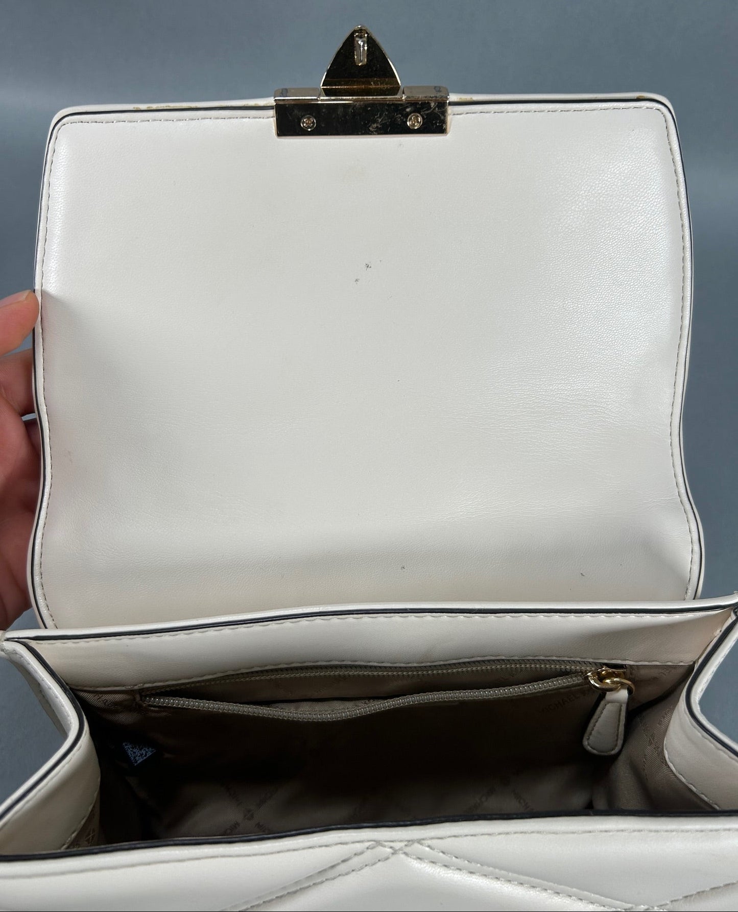 Michael Kors Serena Quilted Cream Hand Bag
