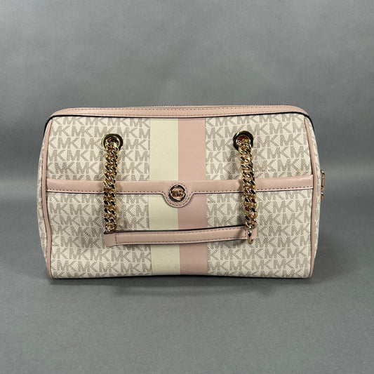 Michael Kors Blaire Pink Striped Medium Hand Bag