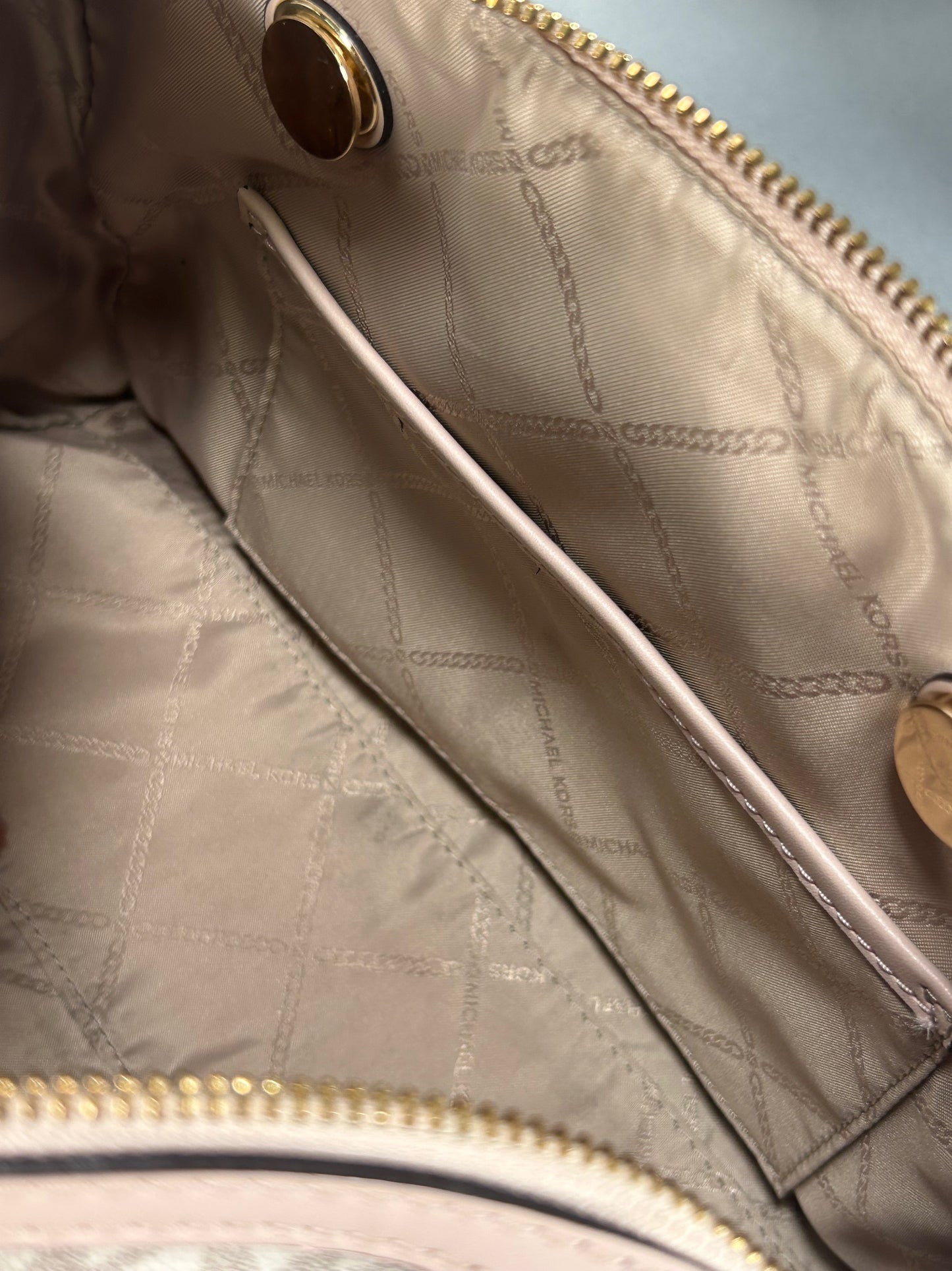Michael Kors Blaire Pink Striped Medium Hand Bag