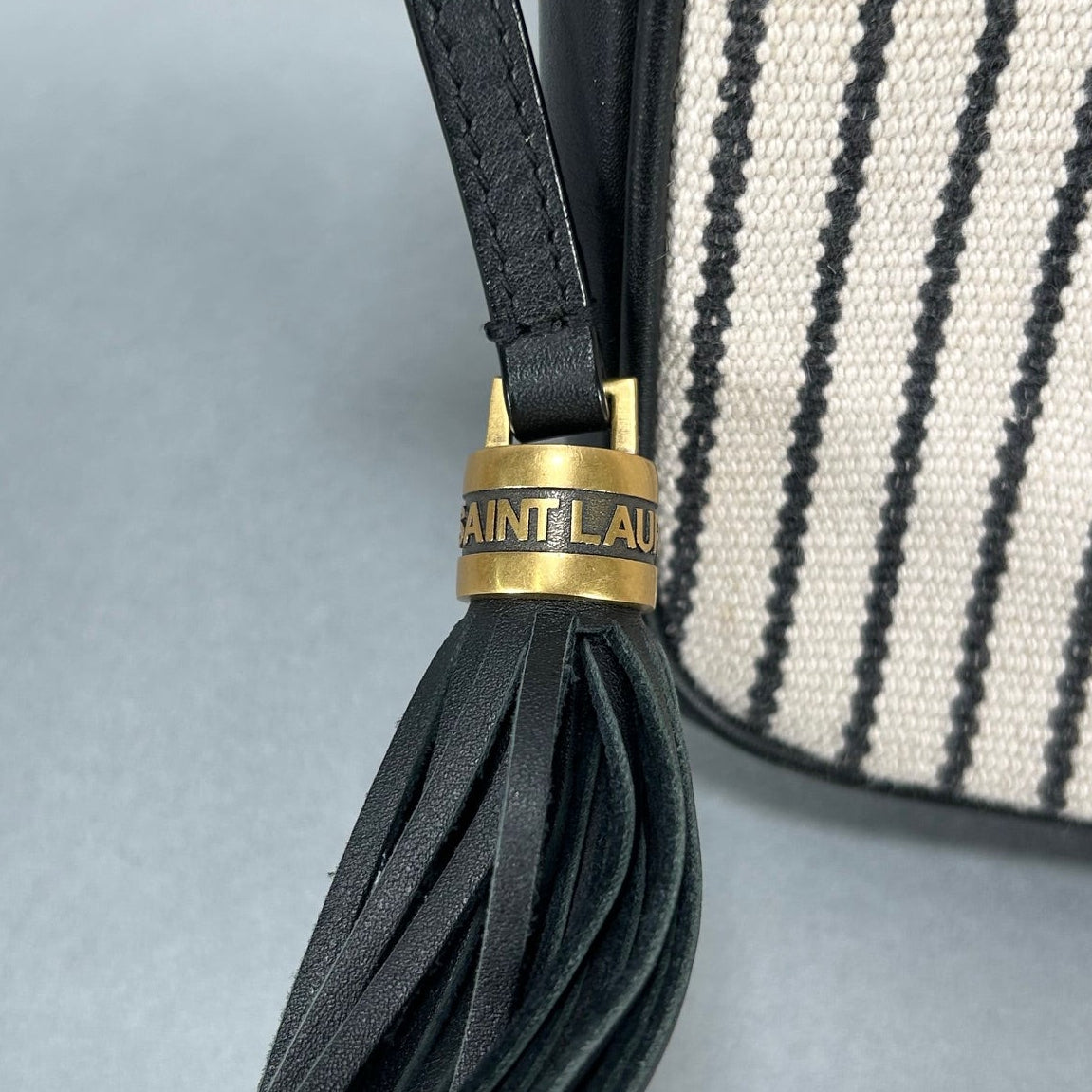 YSL Canvas Calfskin Monogram Lou Camera Striped Messenger Bag