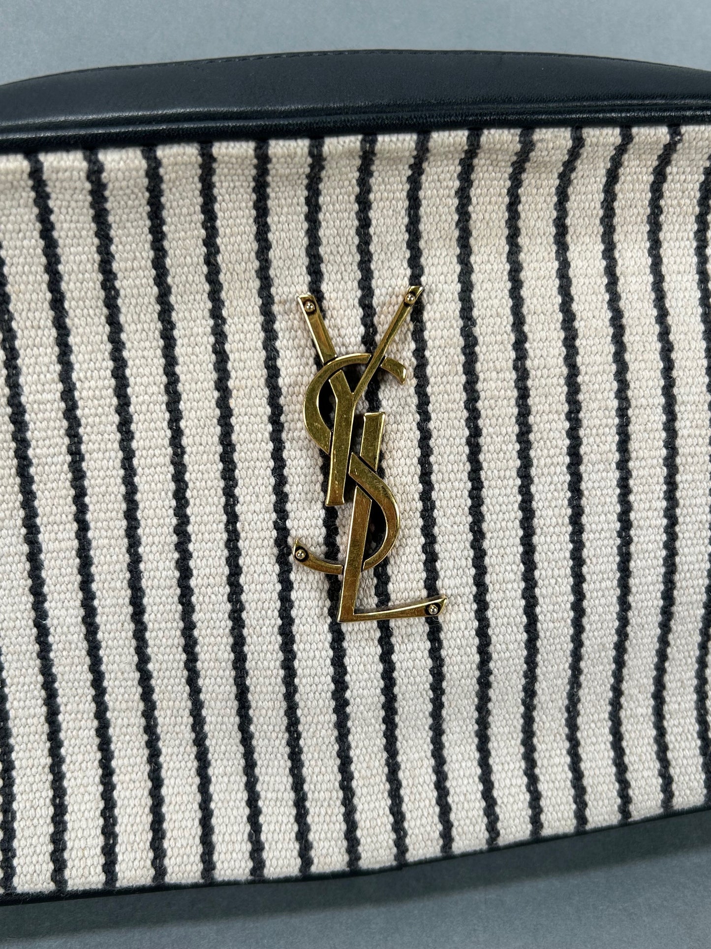 YSL Canvas Calfskin Monogram Lou Camera Striped Messenger Bag
