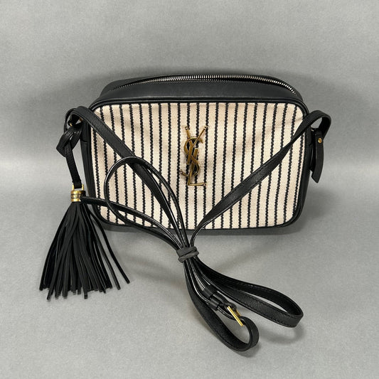 YSL Canvas Calfskin Monogram Lou Camera Striped Messenger Bag