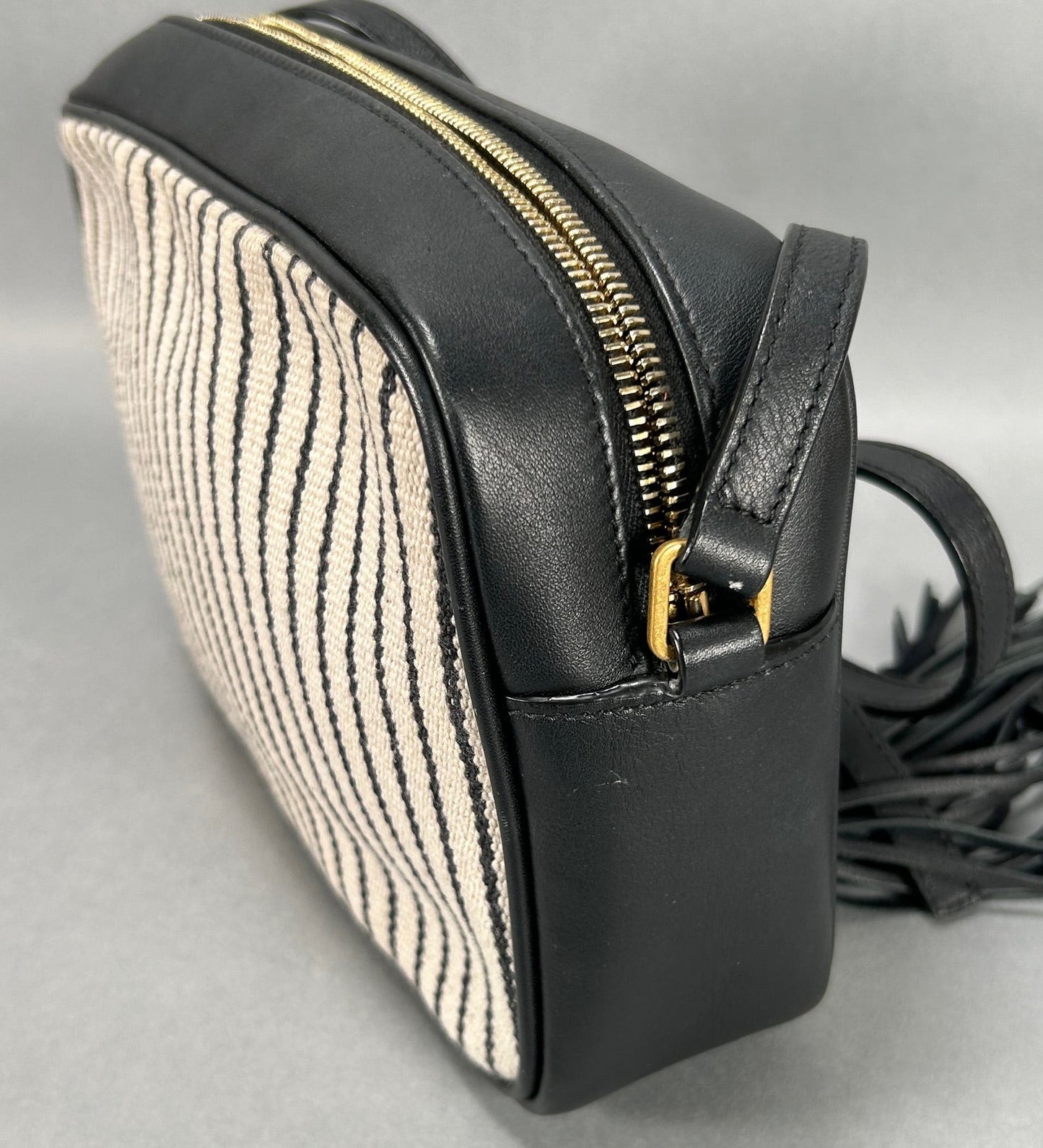 YSL Canvas Calfskin Monogram Lou Camera Striped Messenger Bag