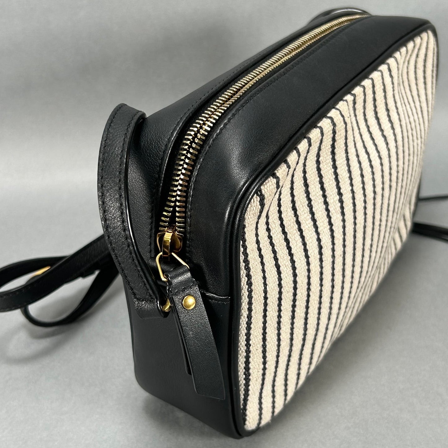 YSL Canvas Calfskin Monogram Lou Camera Striped Messenger Bag