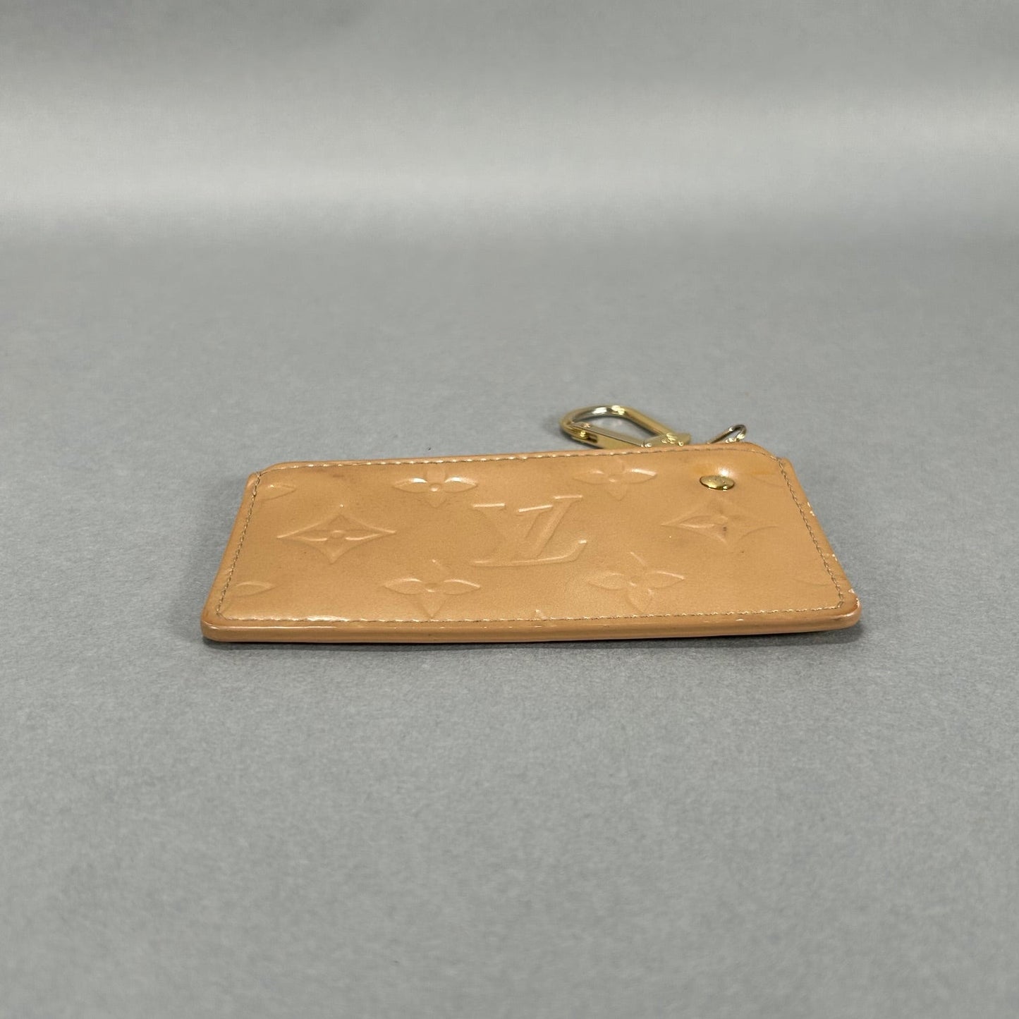 Louis Vuitton Beige Noisette Monogram Vernis Key Pouch Pochette Cles