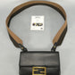 Black Calfskin Mini Flat Baguette with Strap