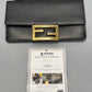Black Calfskin Mini Flat Baguette with Strap