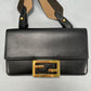 Black Calfskin Mini Flat Baguette with Strap