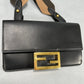 Black Calfskin Mini Flat Baguette with Strap