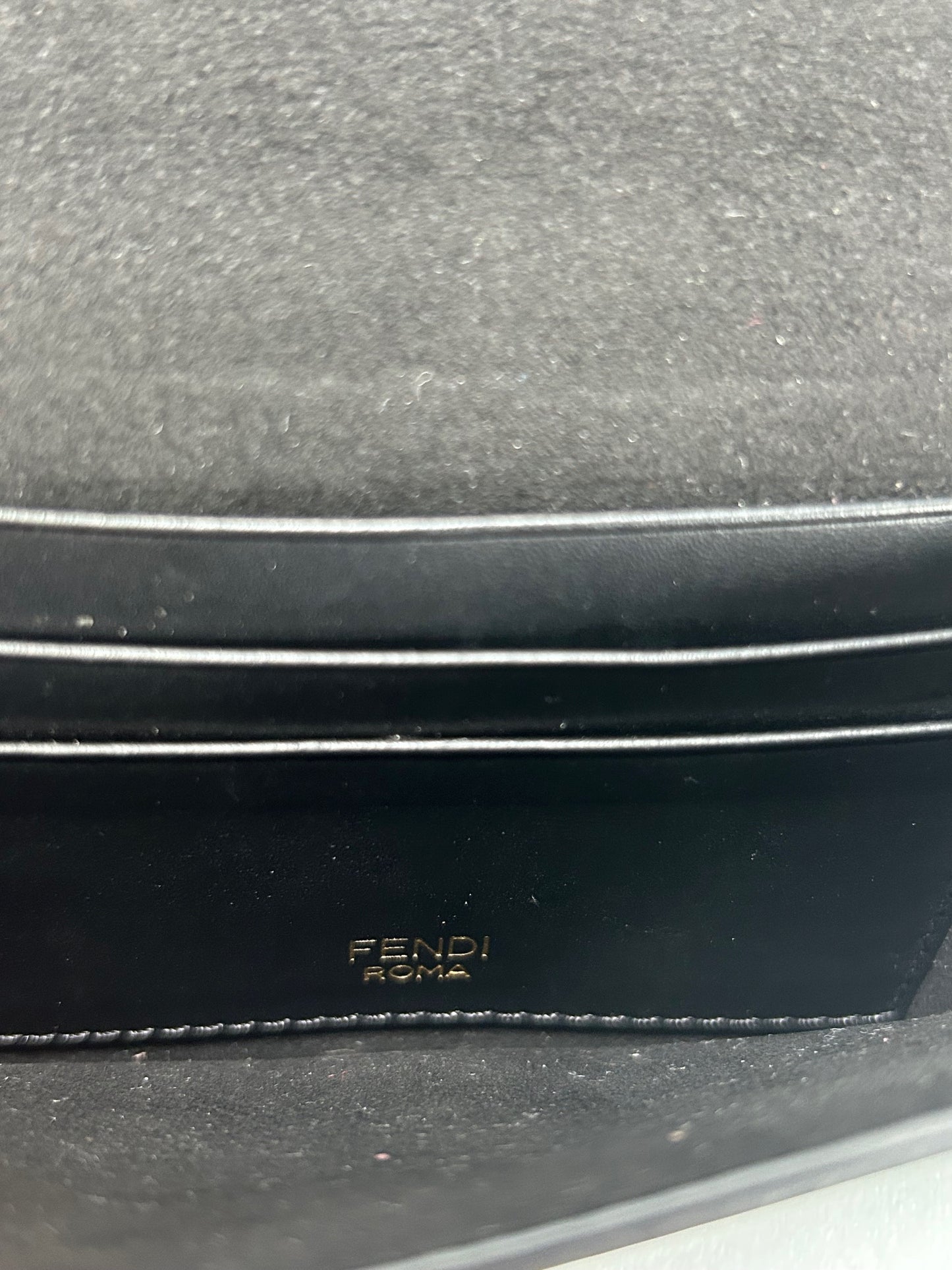 Black Calfskin Mini Flat Baguette with Strap