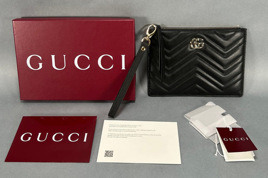 Gucci GG Marmont Leather Pouch - Black W/Box & Tags