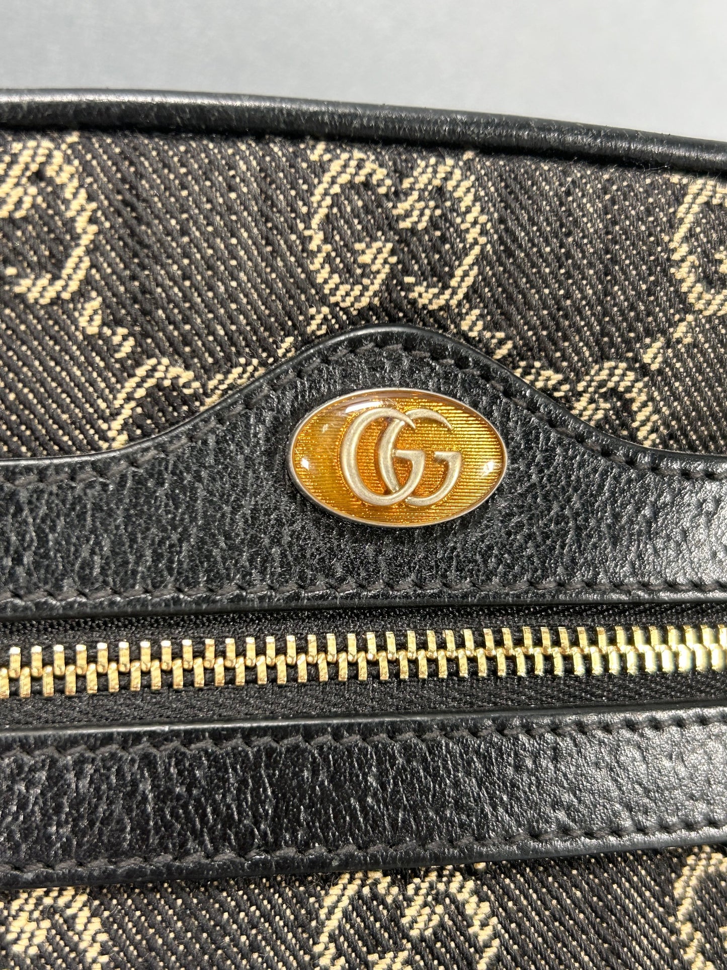 Gucci Mini Gg Black Denim Ophidia Crossbody Bag