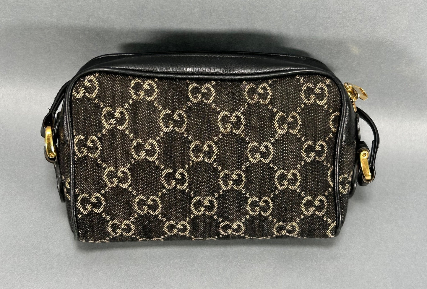 Gucci Mini Gg Black Denim Ophidia Crossbody Bag