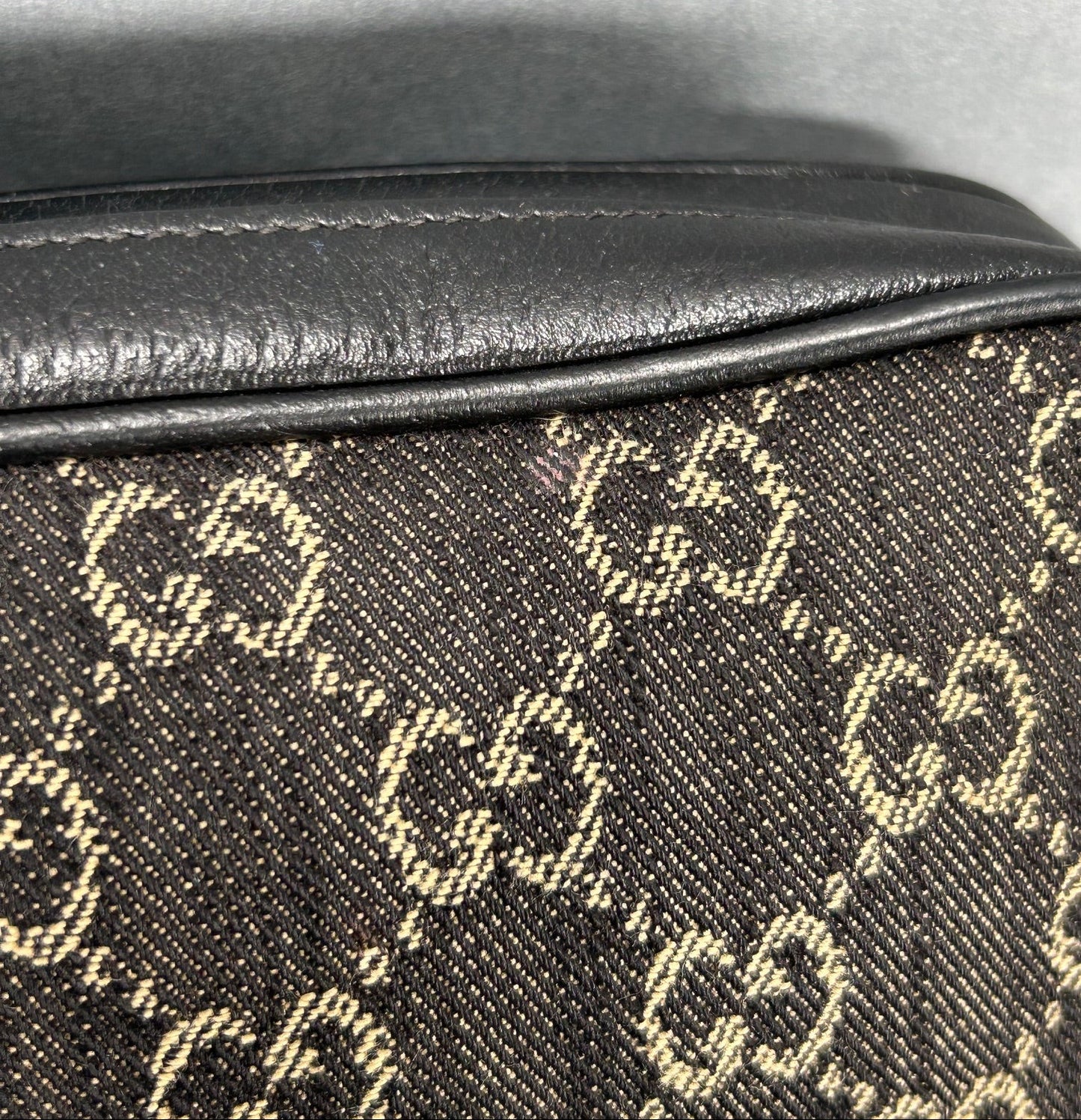 Gucci Mini Gg Black Denim Ophidia Crossbody Bag