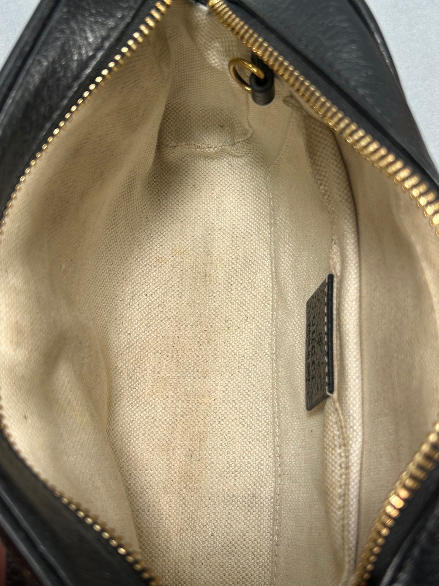 Gucci Mini Gg Black Denim Ophidia Crossbody Bag