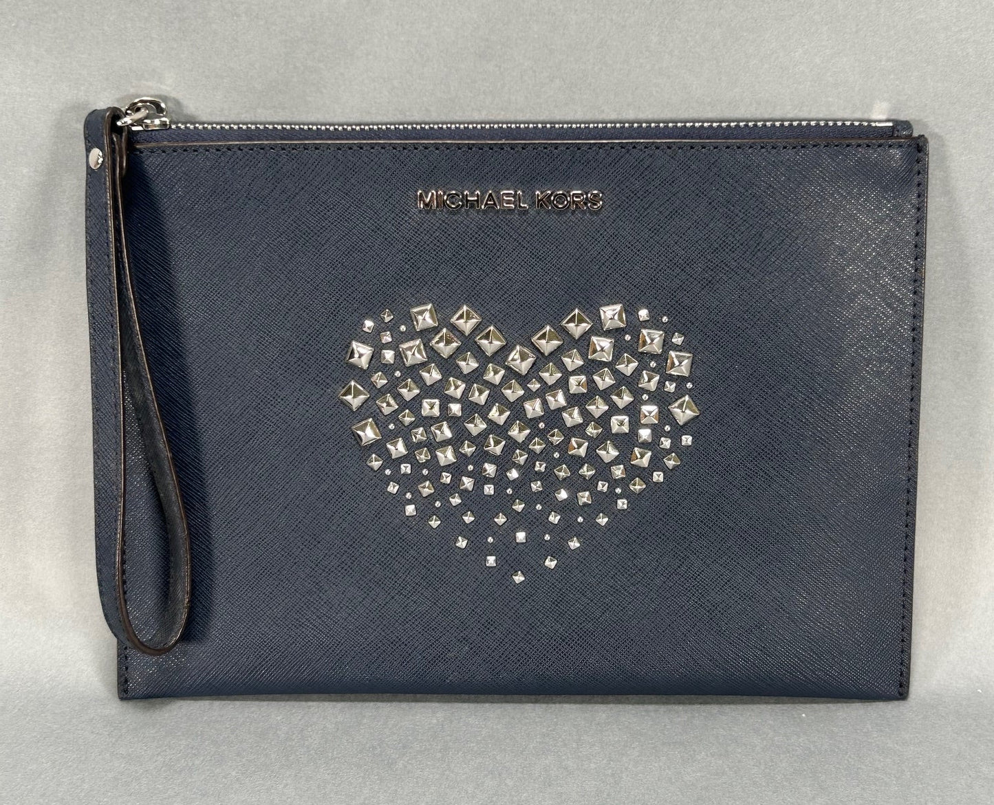 Michael Kors Studded Heart Wristlet Bag - Navy