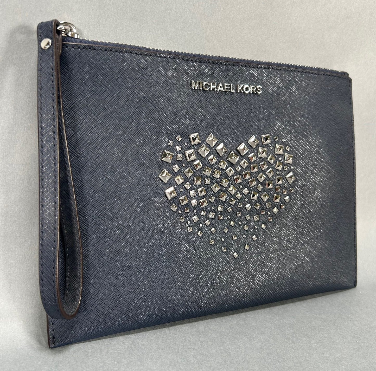 Michael Kors Studded Heart Wristlet Bag - Navy