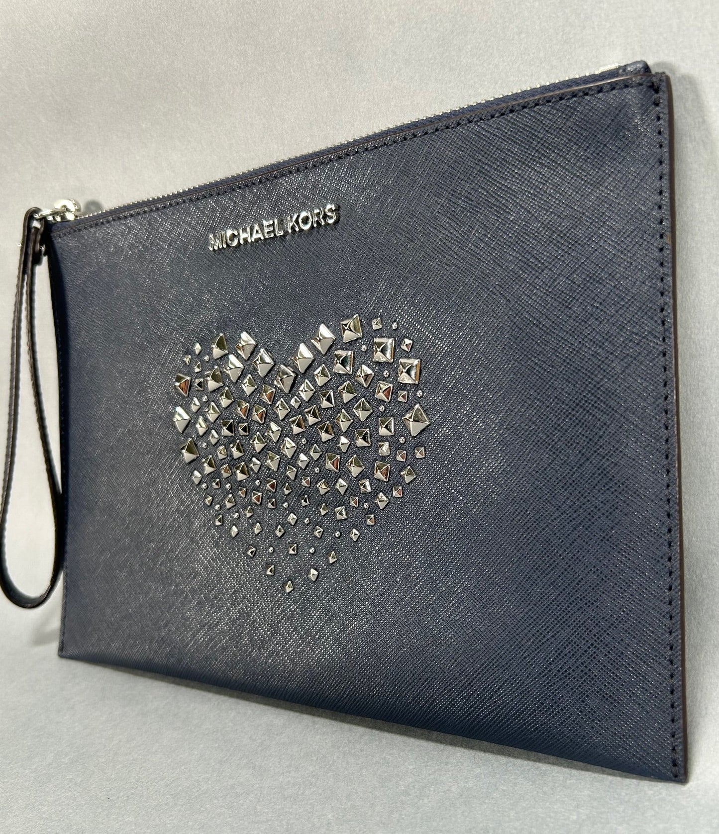 Michael Kors Studded Heart Wristlet Bag - Navy