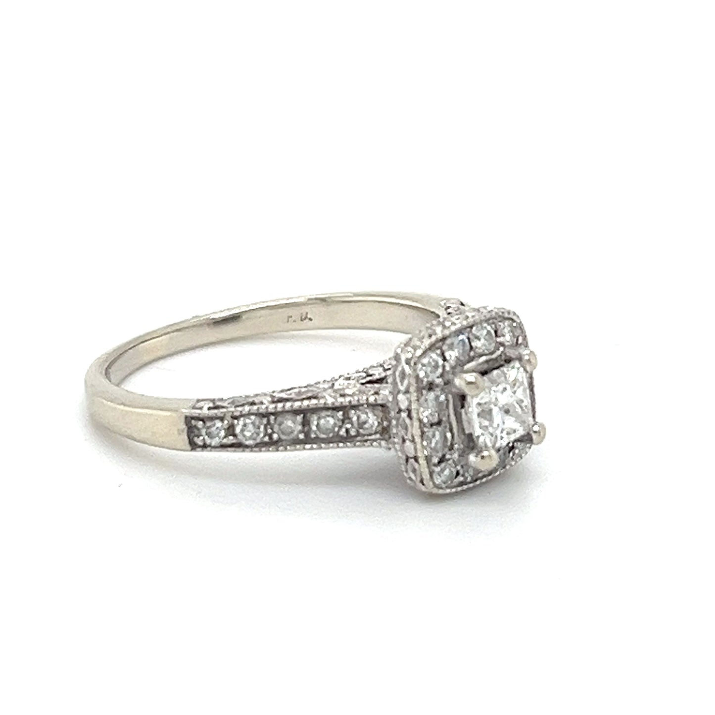 14K White Gold Diamond 0.44ctw Halo Engagement Ring; 3.1g