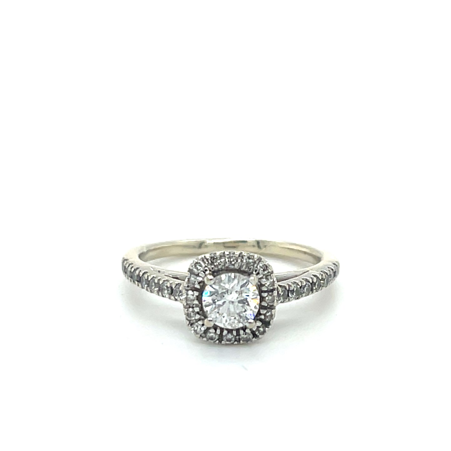 14K White Gold Diamond 0.75ctw Halo Engagement Ring; 3.0g