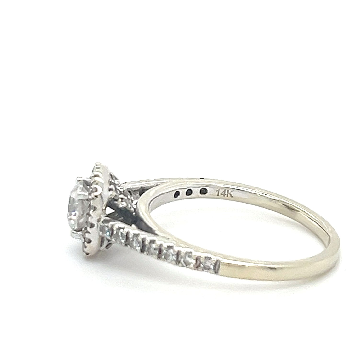 14K White Gold Diamond 0.75ctw Halo Engagement Ring; 3.0g