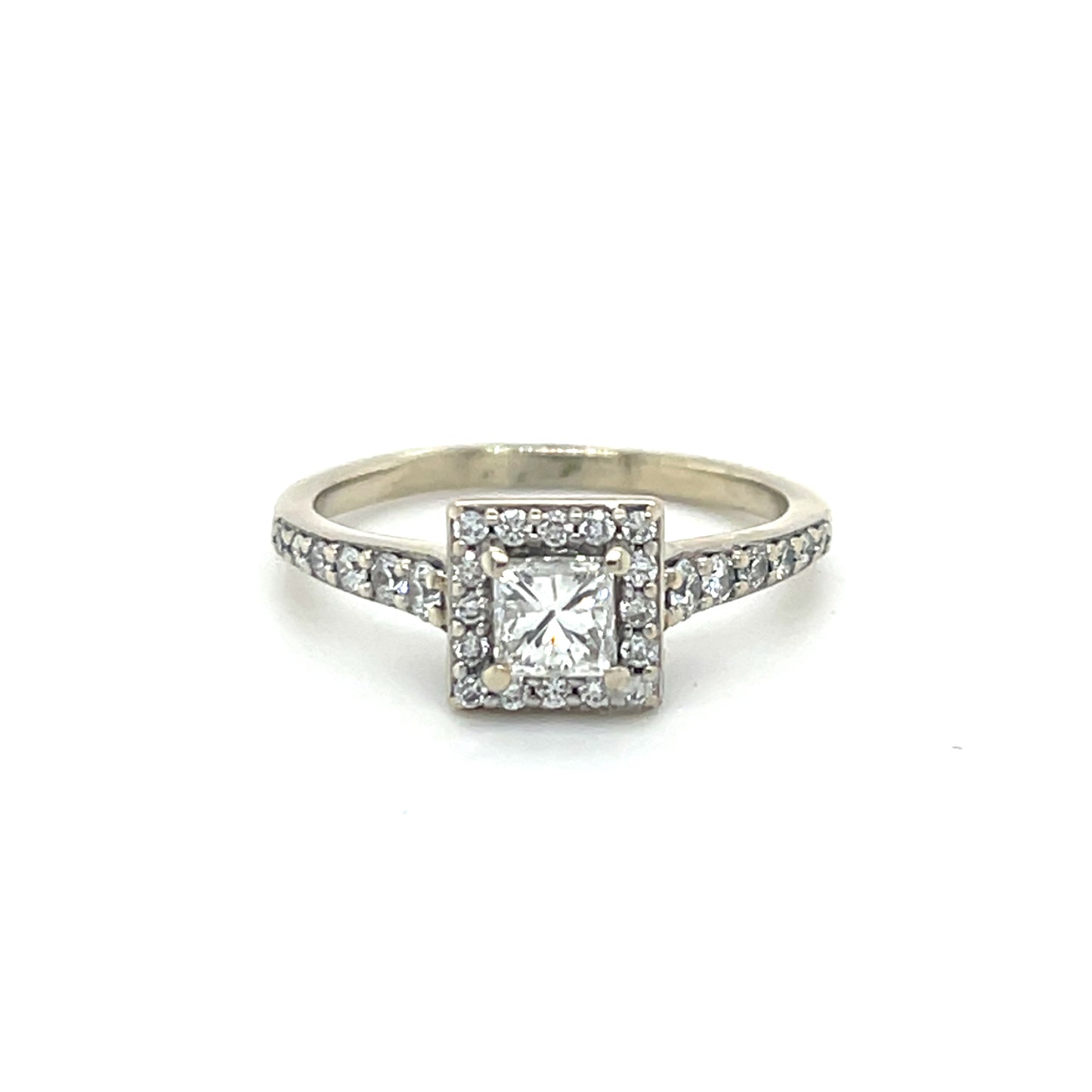 14K White Gold Diamond 0.62ctw Halo Engagement Ring; 3.3g