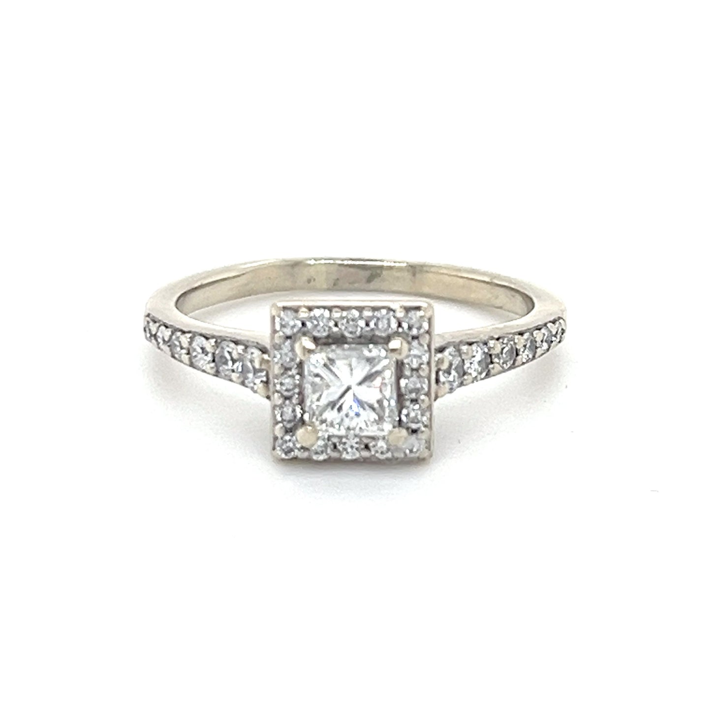 14K White Gold Diamond 0.62ctw Halo Engagement Ring; 3.3g