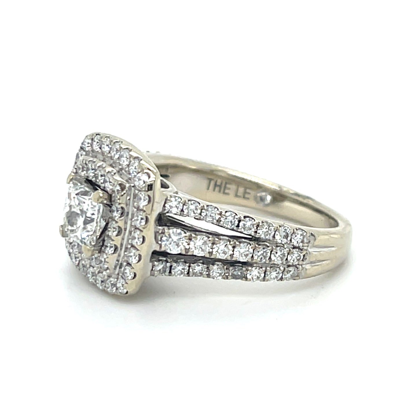 14K White Gold The Leo 1.5ctw Diamond Halo Engagement Ring; 6.9g