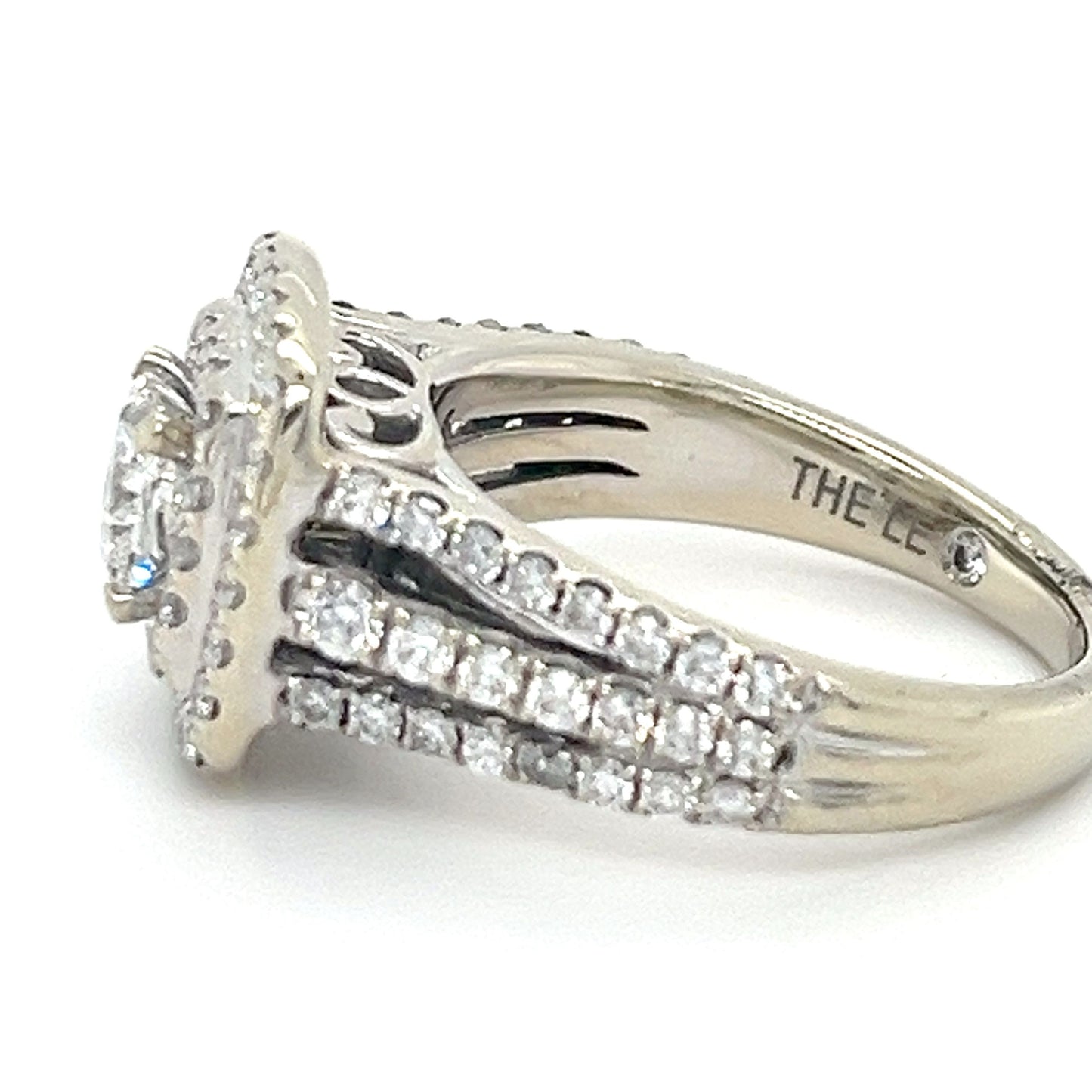 14K White Gold The Leo 1.5ctw Diamond Halo Engagement Ring; 6.9g