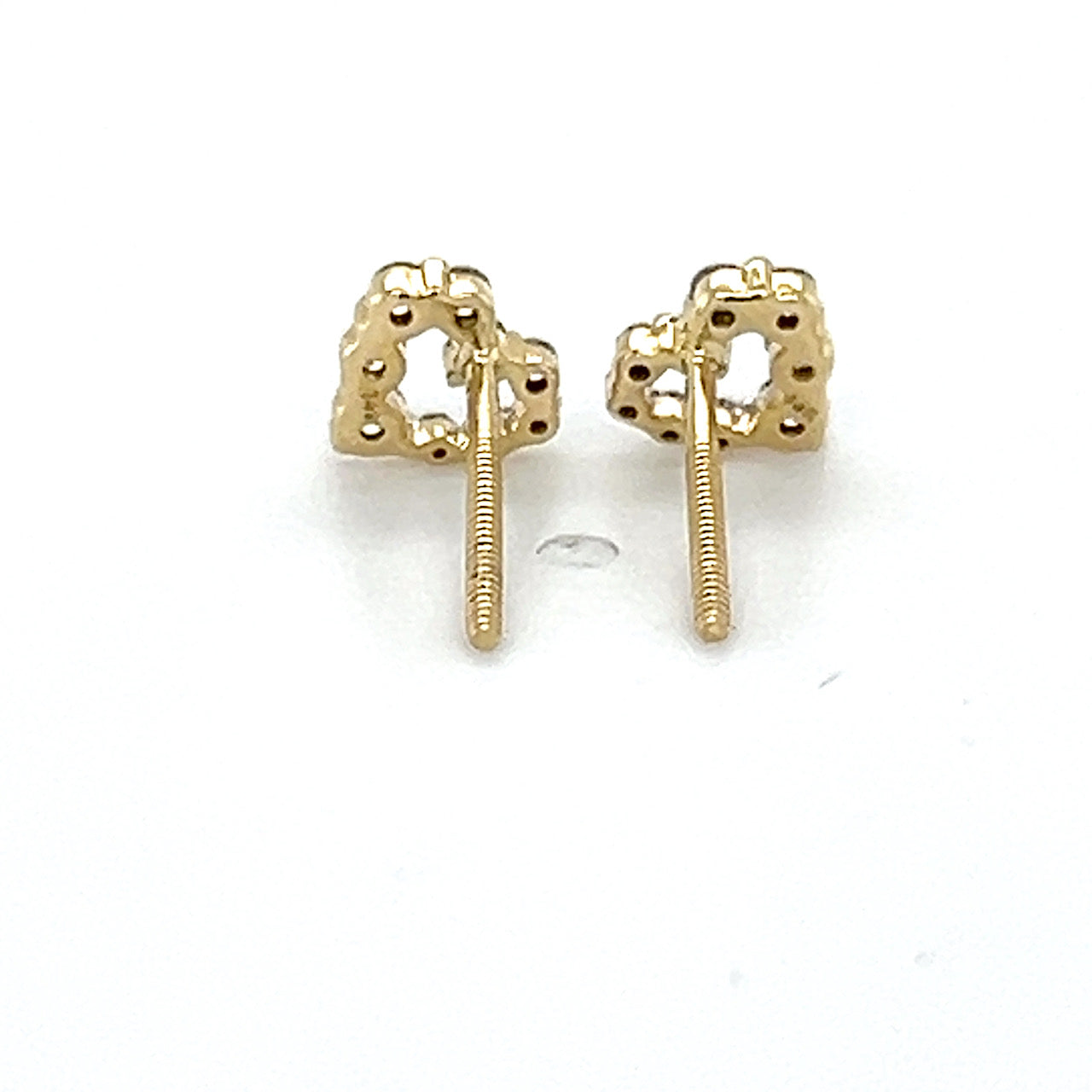 14K Yellow Gold Diamond Heart Stud Earrings; 0.26CTW; 0.4DWT