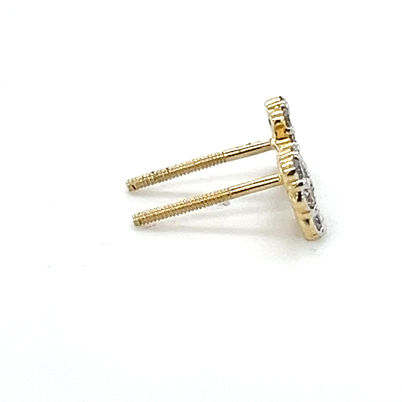 14K Yellow Gold Diamond Heart Stud Earrings; 0.26CTW; 0.4DWT