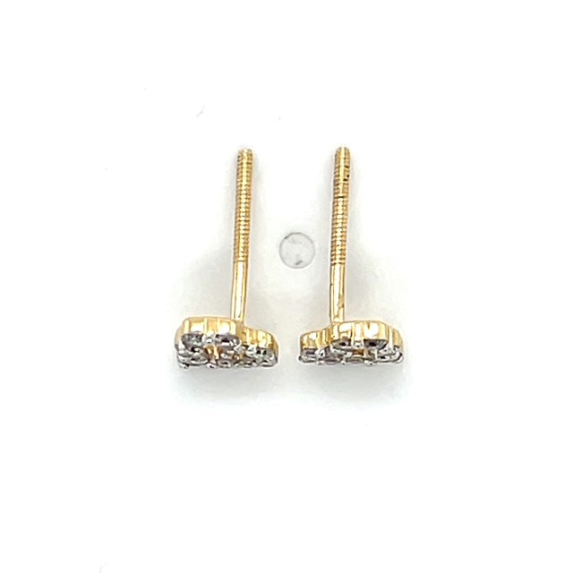 14K Yellow Gold Diamond Heart Stud Earrings; 0.26CTW; 0.4DWT
