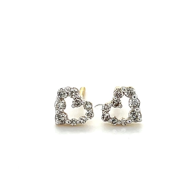 14K Yellow Gold Diamond Heart Stud Earrings; 0.26CTW; 0.4DWT