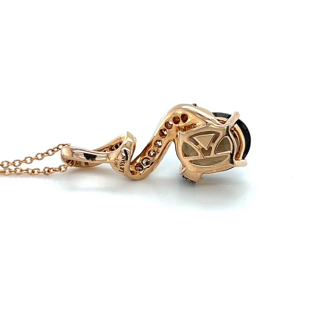 14K Yellow Gold Diamond & Smokey Topaz Pendant on 18" Chain Necklace