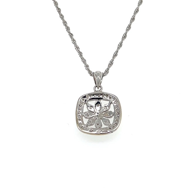 14K White Gold Diamond Pendant on 17" Chain Necklace