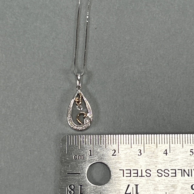 14K Two-Tone Gold Diamond Pendant on 18" Chain Necklace