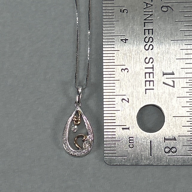 14K Two-Tone Gold Diamond Pendant on 18" Chain Necklace
