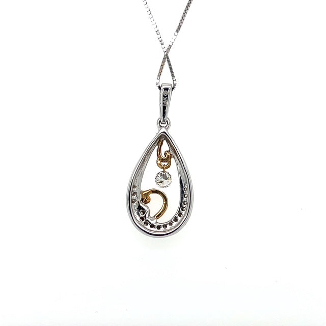 14K Two-Tone Gold Diamond Pendant on 18" Chain Necklace