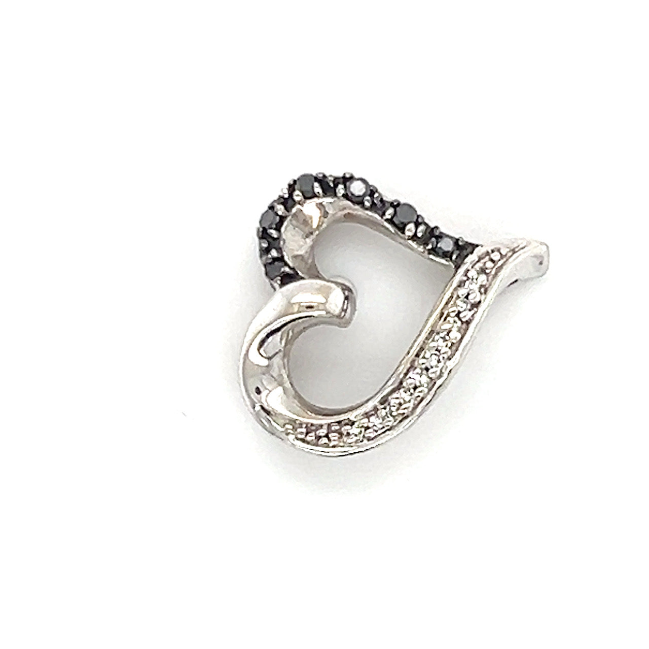 10K White Gold Diamond Heart Pendant; 0.8DWT; 1.2g