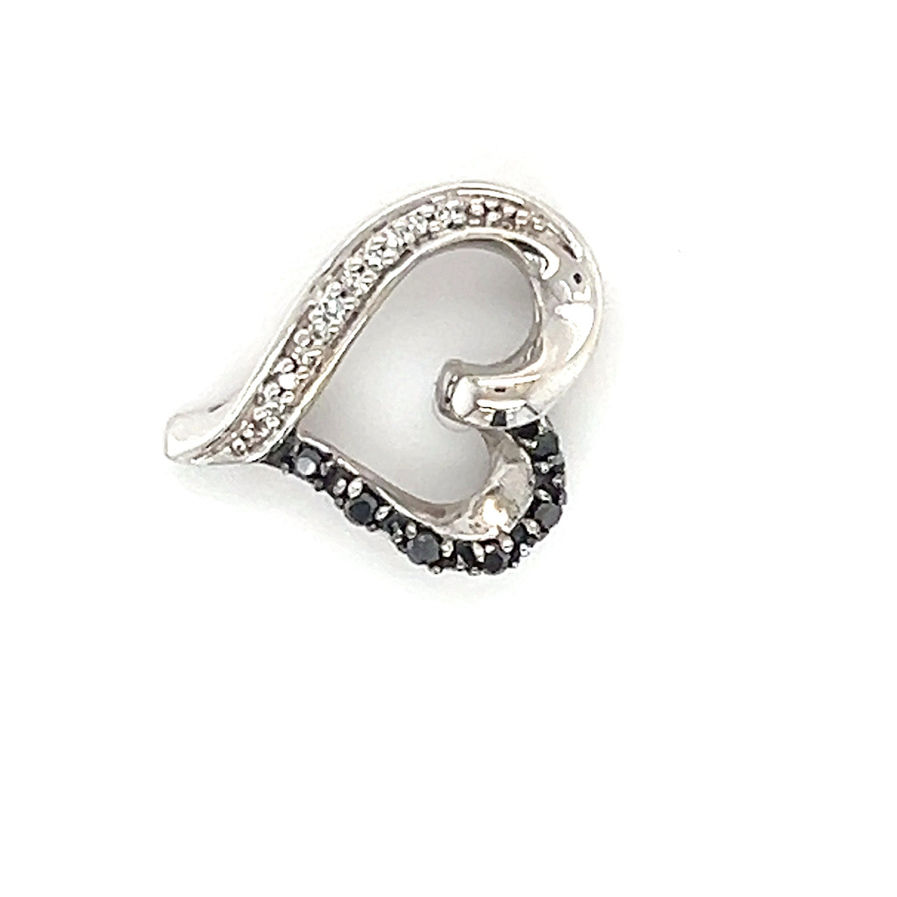 10K White Gold Diamond Heart Pendant; 0.8DWT; 1.2g