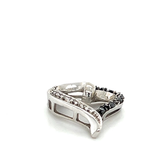 10K White Gold Diamond Heart Pendant; 0.8DWT; 1.2g