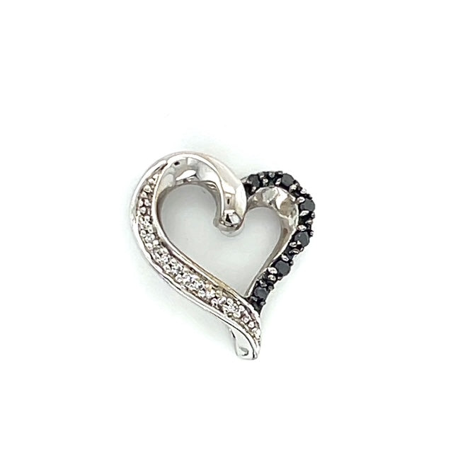 10K White Gold Diamond Heart Pendant; 0.8DWT; 1.2g