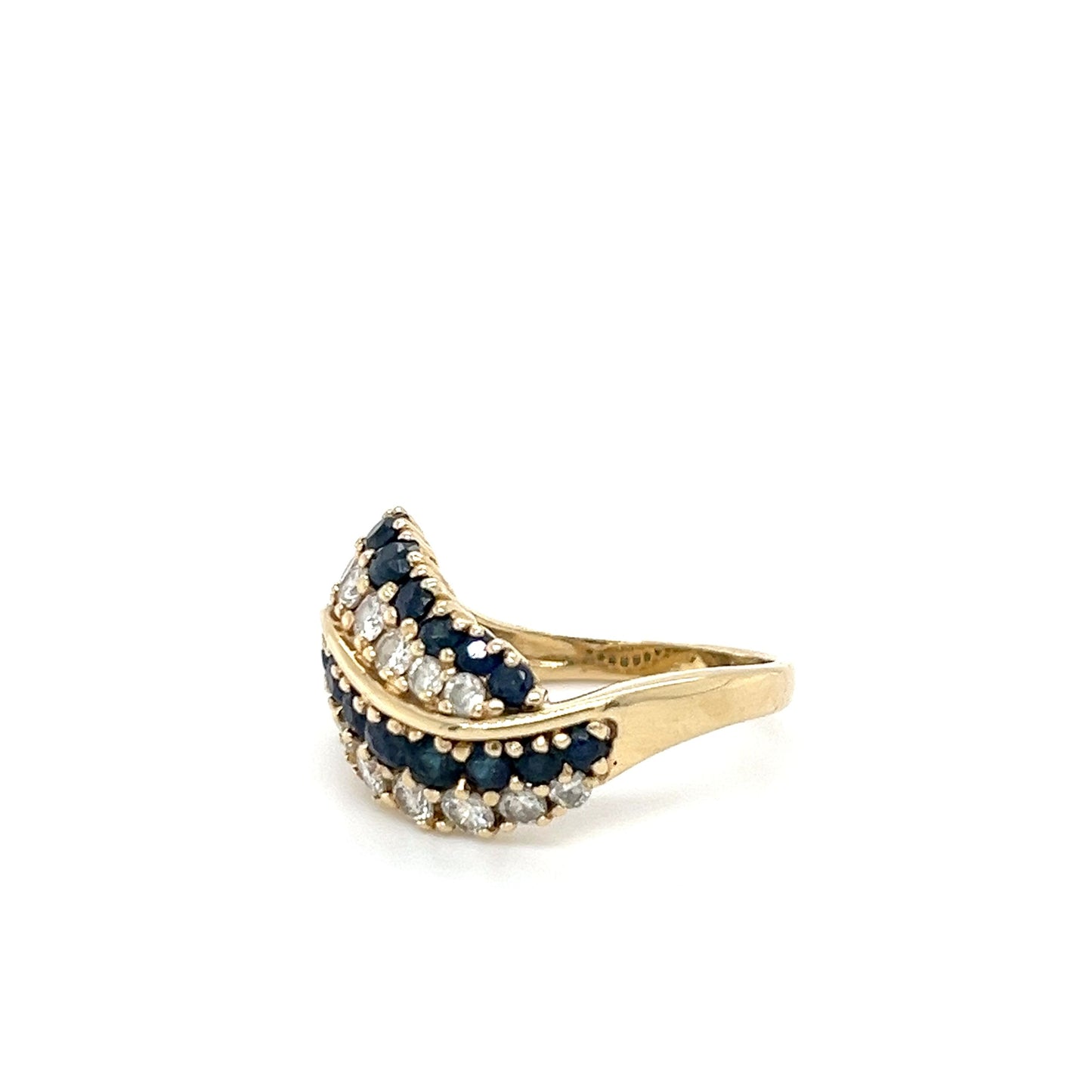 Gold Ring w/ Sapphires + Diamonds; 0.45CTW; Size 6; 5.4g