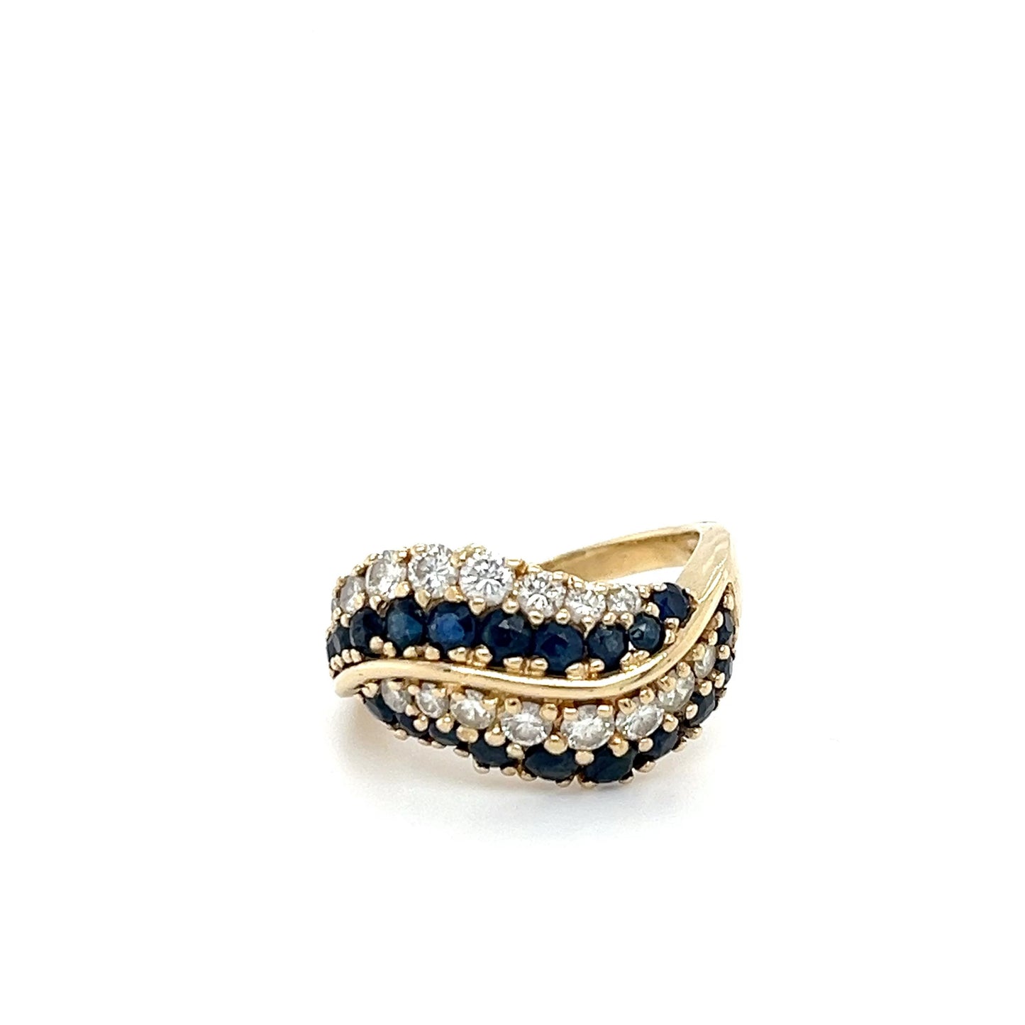 Gold Ring w/ Sapphires + Diamonds; 0.45CTW; Size 6; 5.4g