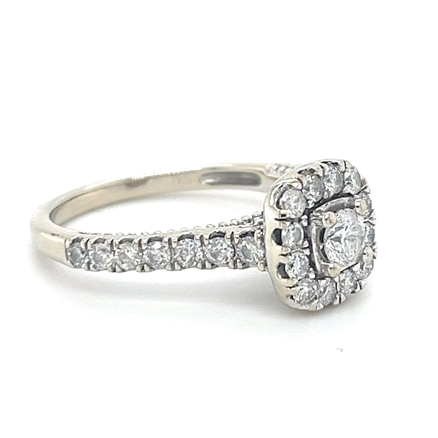 14K White Gold Diamond 0.72ctw Halo Engagement Ring; 5.6g